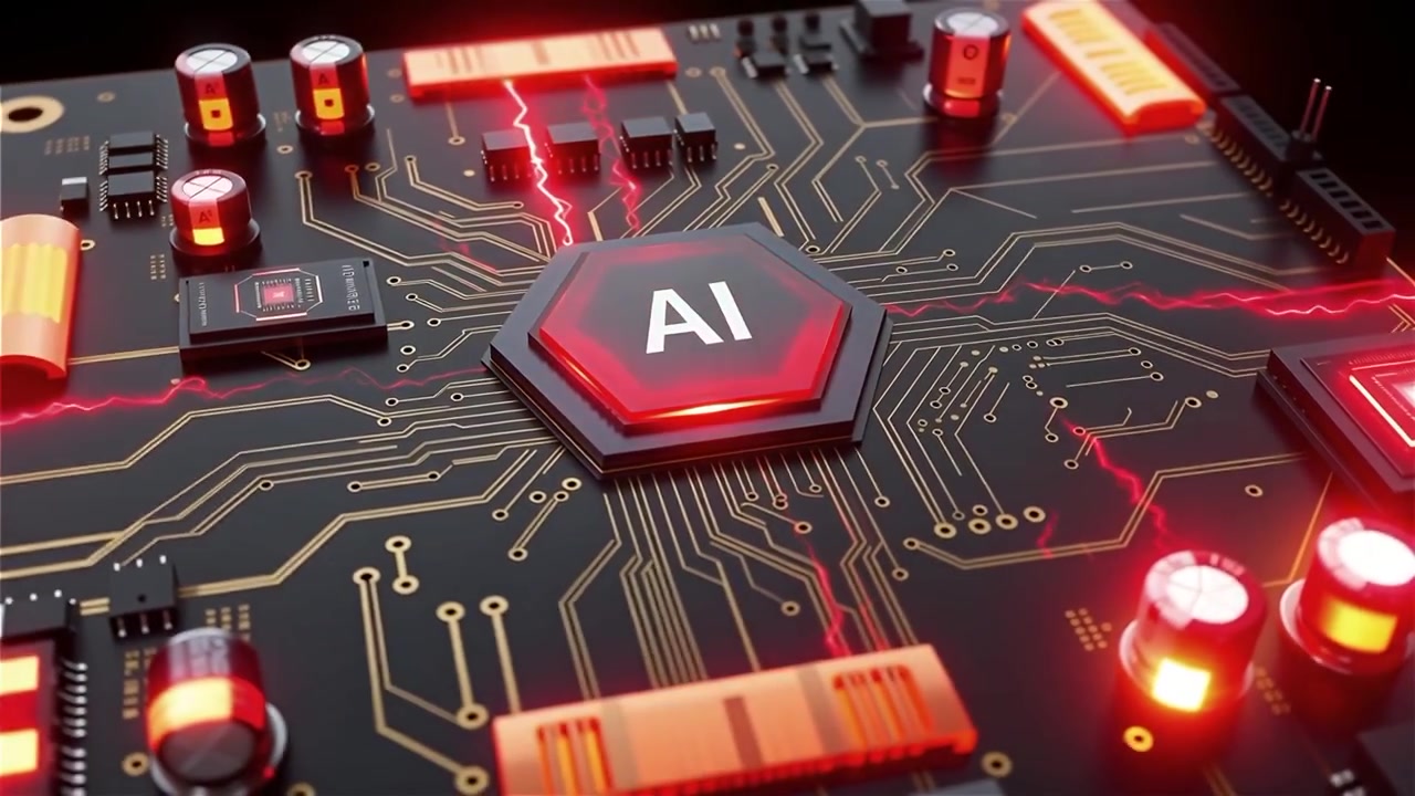 Futuristic AI Chip Motherboard Technology Background