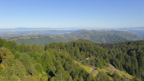 Paisaje-Montañoso-Del-Bosque-Con-El-área-De-La-Bahía-De-San-Francisco