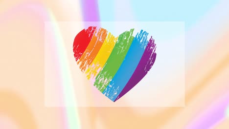 animación del corazón del arco iris sobre el fondo pastel colorfu