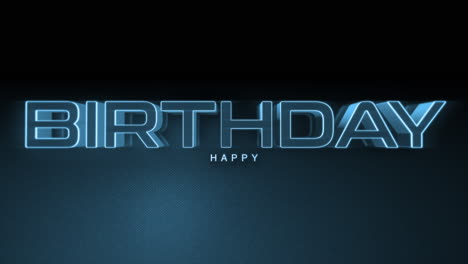 glowing neon blue happy birthday on black a futuristic font