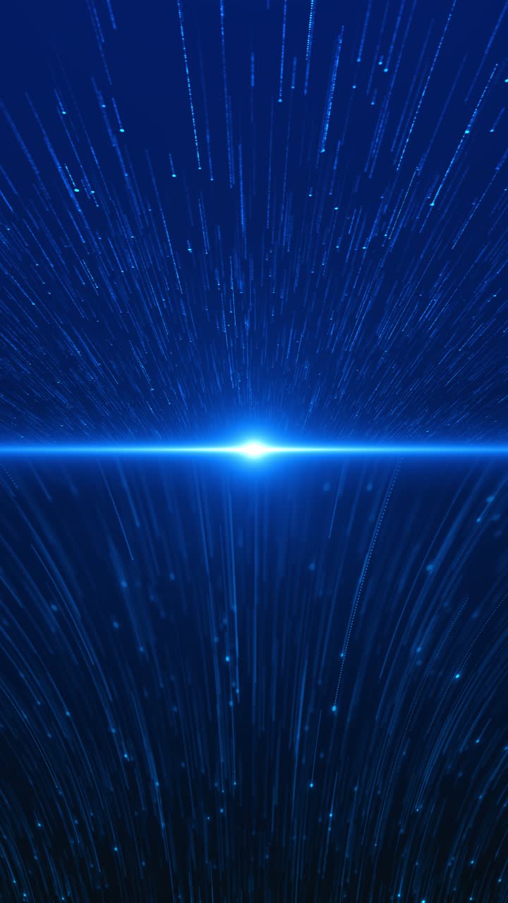 Abstract Blue Light Particles and Data Stream Background