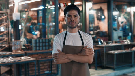 friendly shopkeeper at night market