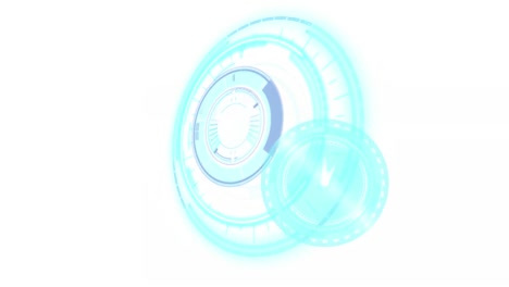 animation of clock moving fast and scope scanning on white background