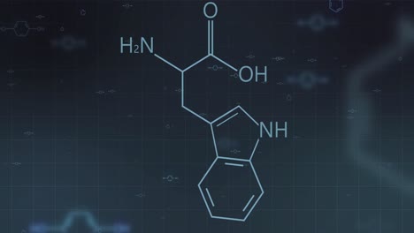 animación de las estructuras de la fórmula química sobre un fondo oscuro