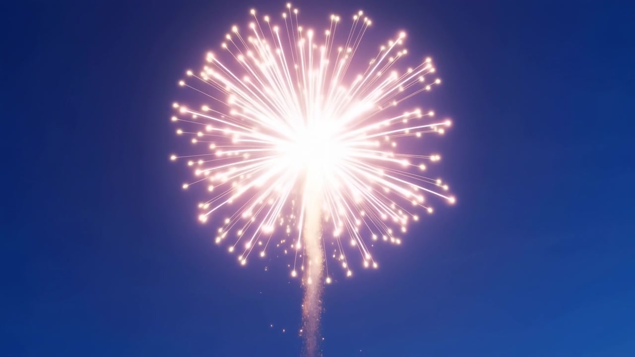 vibrant fireworks explode and ascend in celebratory sky, aerial perspective captures dynamic scene with clean background and copy space for text overlay. . . . . . . . . . . . . . . . . . o.