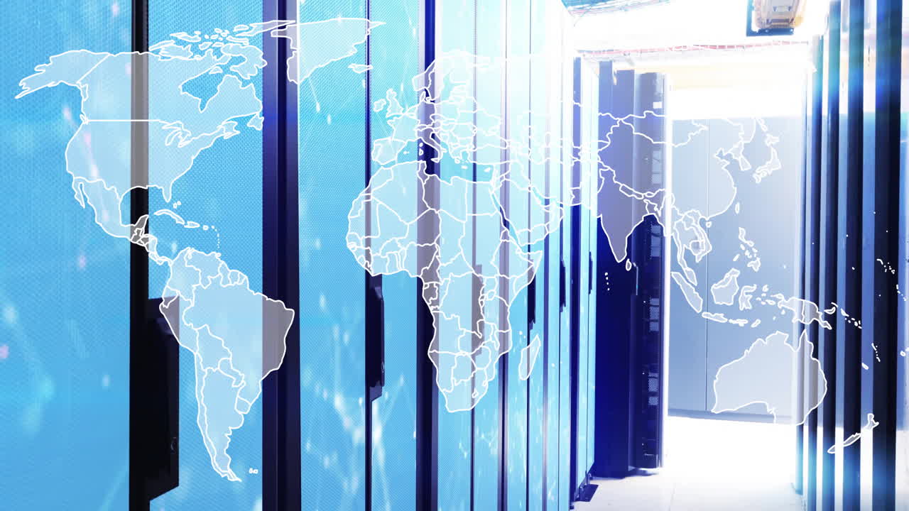 세계 지도의 애니메이션과 서버 을 통한 연결 네트워크