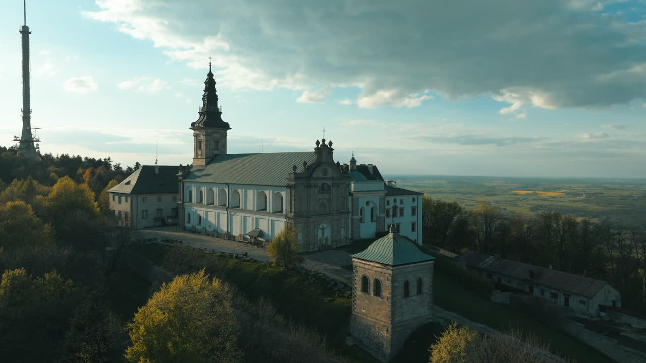 Aerial View of a Historic Monastery Complex