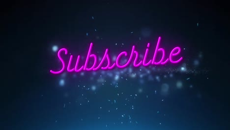 animation of subscribe over dots blinking on navy background