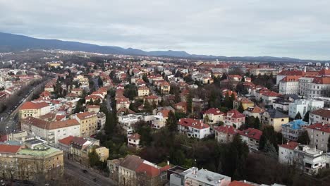 aerial view of the city streets and suburbs of zagreb, croatia