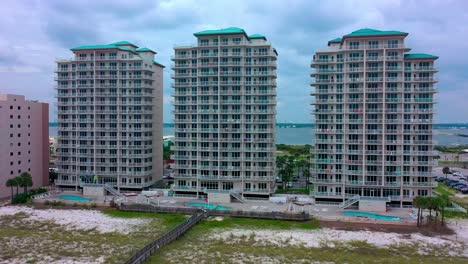 aerial view panning left of the summerwind hotel and resort in navarre beach florida