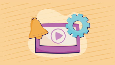 reproductor de video con notificación y icono de ajustes