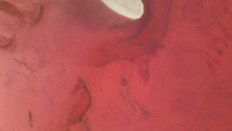 top-down view of a red and pink salt pan