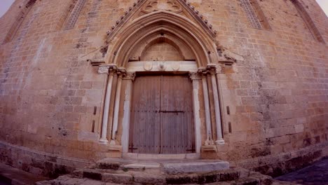 gothic gates of st. nicholas' temple are closed to visit. gazimagusa city on the northeastern coast of cyprus