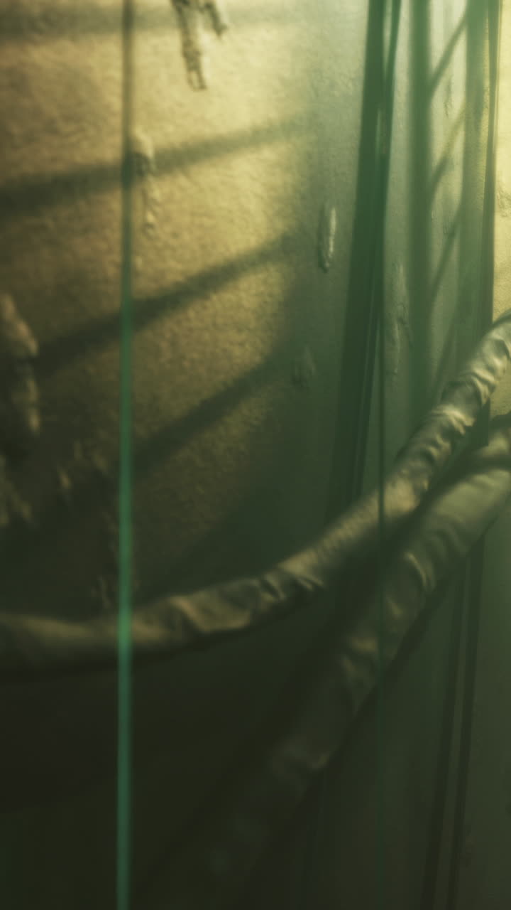 Underwater cables entwined in the shadows of a mysterious ocean environment