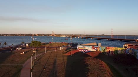 international border crossing station and bridge san roque gonzalez de santa cruz connecting argentina and paraguay