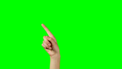 person making hand gesture against green screen background