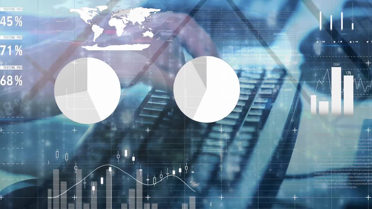 animazione dell'elaborazione dei dati finanziari sull'uomo utilizzando il computer