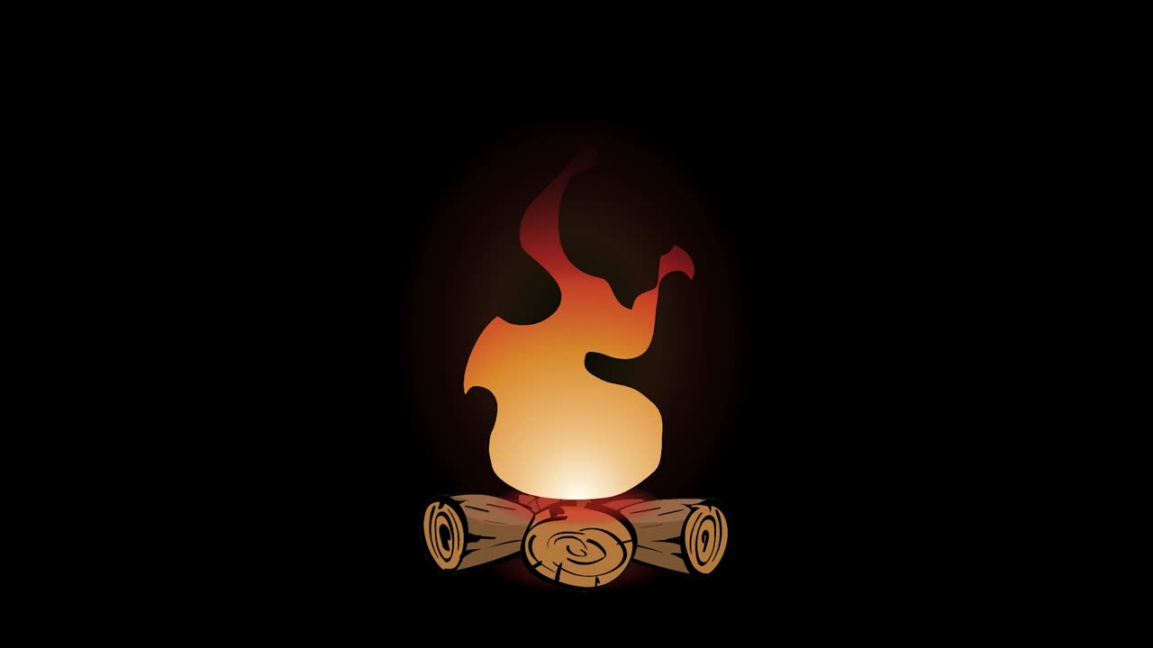 animación de llama de hoguera de dibujos animados en pantalla verde.