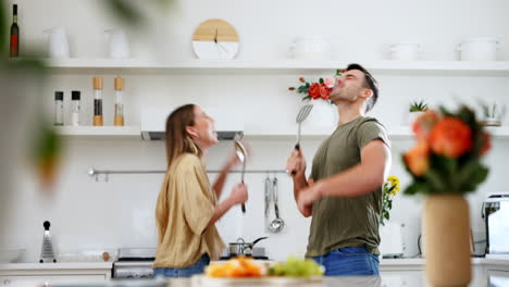 Dancing,-utensils-and-couple-singing