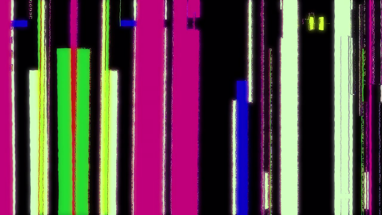 Dynamisk farverig digital glitch animation med lodrette bjælker