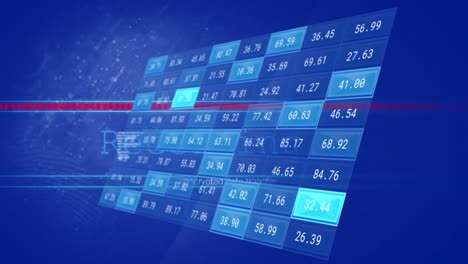 animation of financial data processing over screen