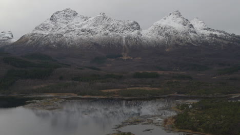 splendid scenery of norwegian mountain - aerial shot