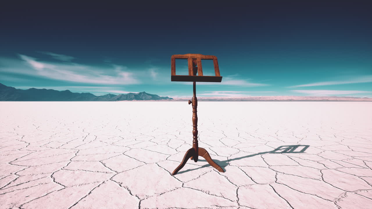 ⁇ 은 음악 스탠드는  ⁇  소금 사막에 있습니다.