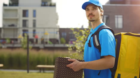 delivery person carrying package