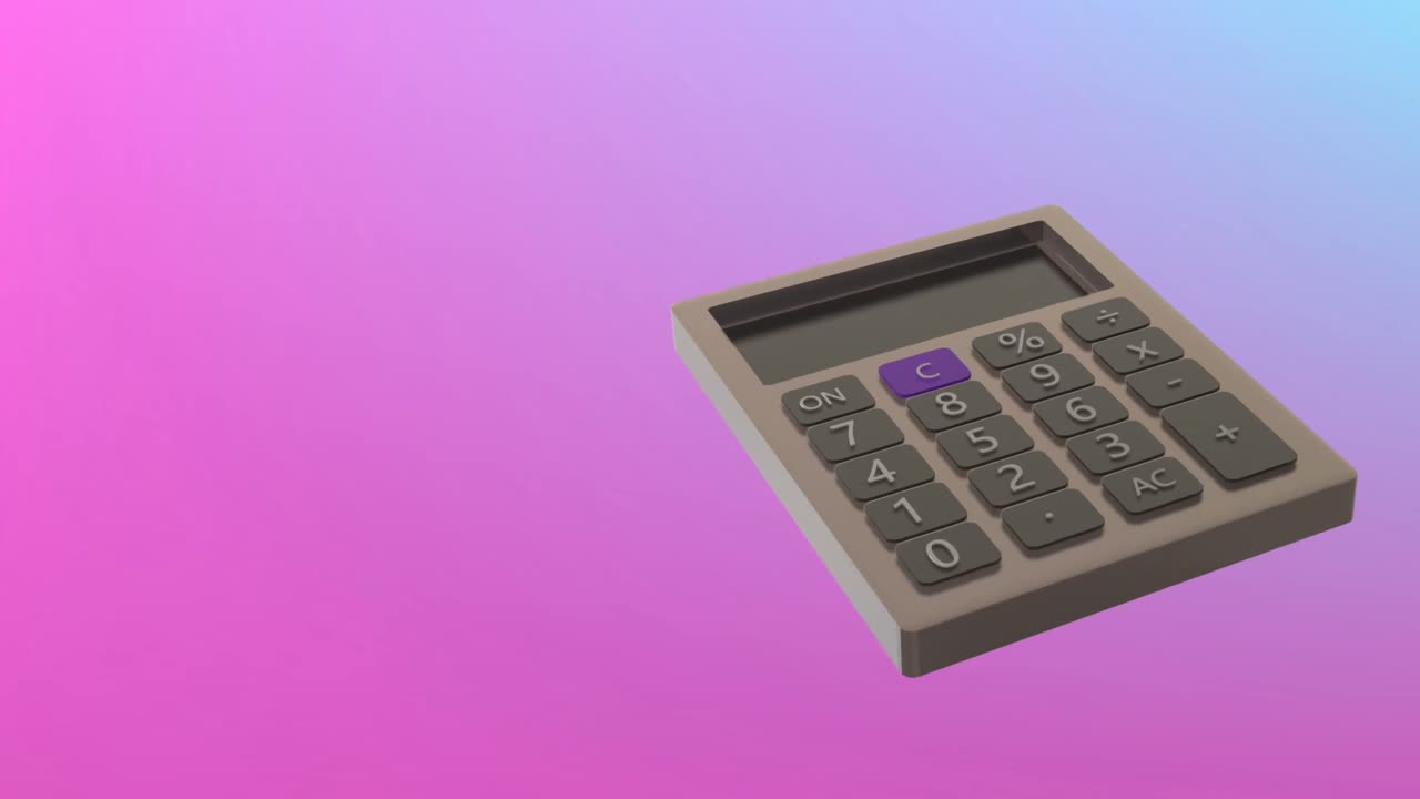 animación de la calculadora moviéndose sobre un fondo rosado