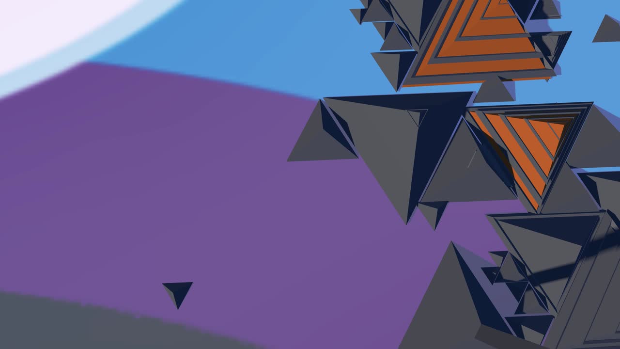 Kolmiot ja metalliset pyramidit muodostavat kuvioita.