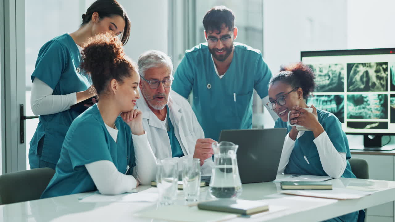 Medical team collaborating on patient diagnosis