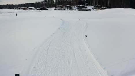cross-country skier on a snowy trail