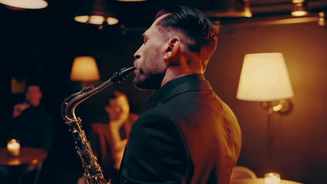 saxophonist performing in a nightclub