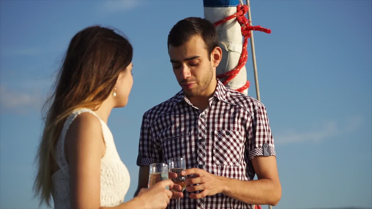 Couple Celebrating on a Boat