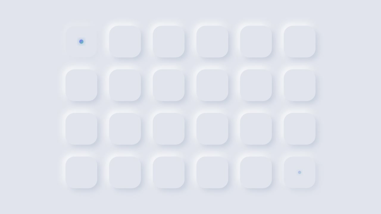 Abstract Neumorphic Grid Animation with Moving Blue Dots