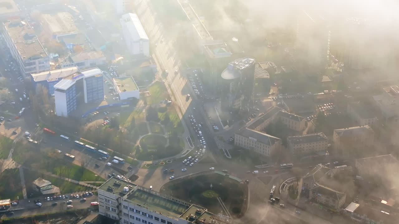 Aerial drone view of clouds over Chisinau, Moldova