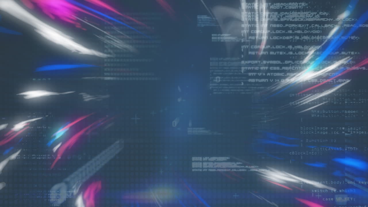 animación de rastros de luz sobre el procesamiento de datos sobre fondo negro