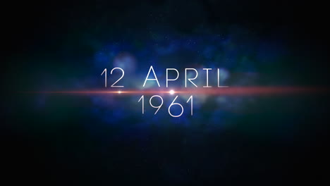12 de abril de 1961 con luz roja de moda de estrella y nubes azules en galaxia
