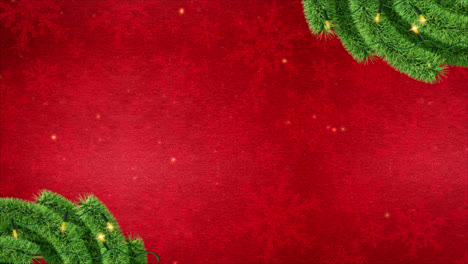 Animación-De-Fondo-Rojo-Feliz-Navidad,-Adorno-De-Decoración-De-Hojas-De-árbol-Con-Canal-Alfa