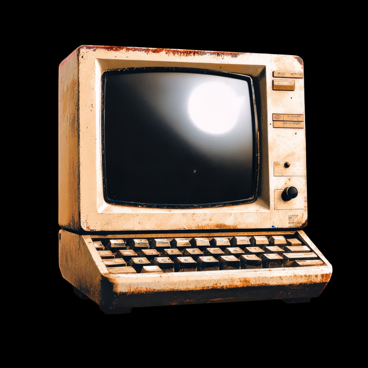Vintage retro computer technology nostalgia animation isolated asset, transparent 4K video, alpha