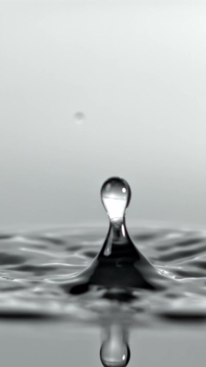 Slow Motion Water Droplet Splashing and Forming a Crown with Ripples