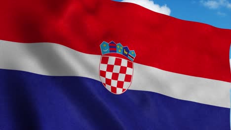 croatia flag waving in the wind, blue sky background. 4k