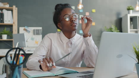 young woman working from home