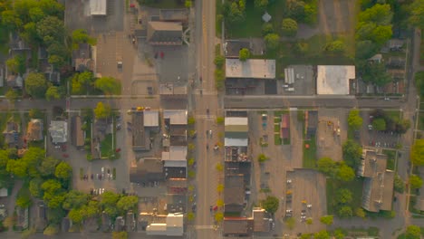 aerial pointing down on the streets in downtown palmyra in new york state usa