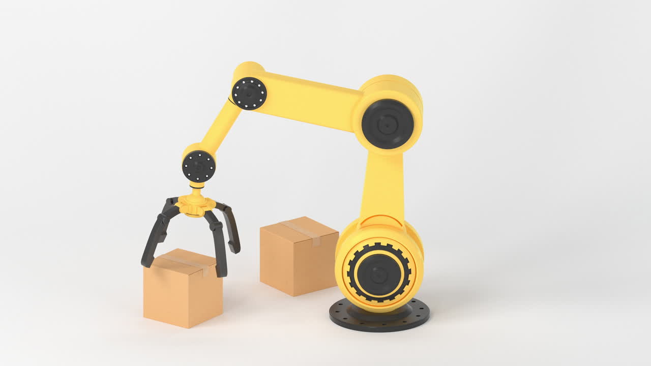 로 팔이 상자를 들고 3d 렌더링을 합니다.