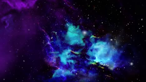 nubes nebulosas azules y moradas moviéndose y flotando en el universo