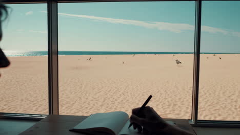 beach view writing and meeting