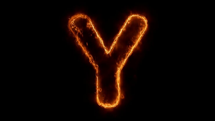 Alphabet Y Word Hot Animated Burning Realistic Fire Flame Loop.