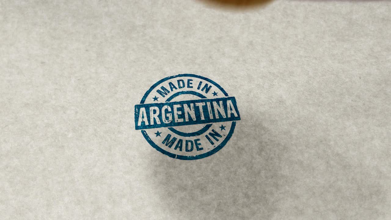 hecho en argentina sello y estampado de animación de bucle