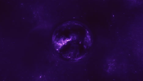 a giant violet wormhole curves the space around it
